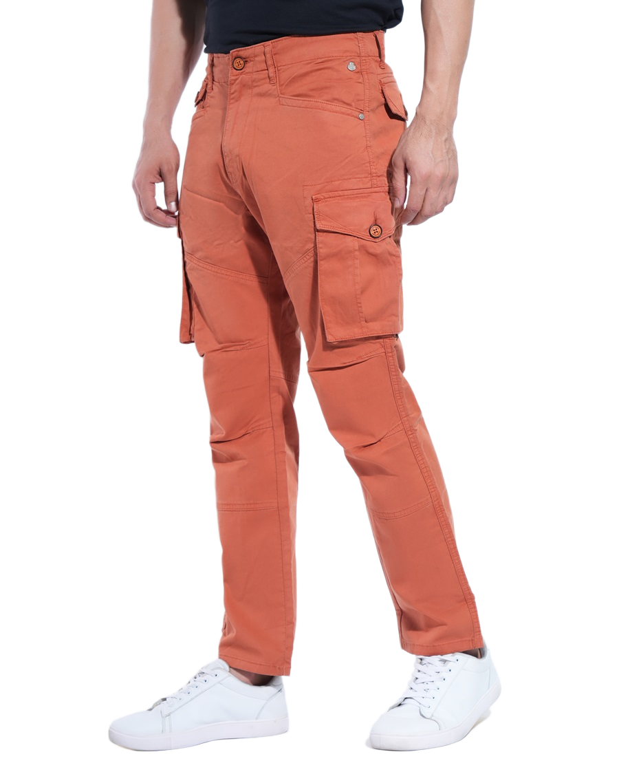 Men Peach Cargos Pants