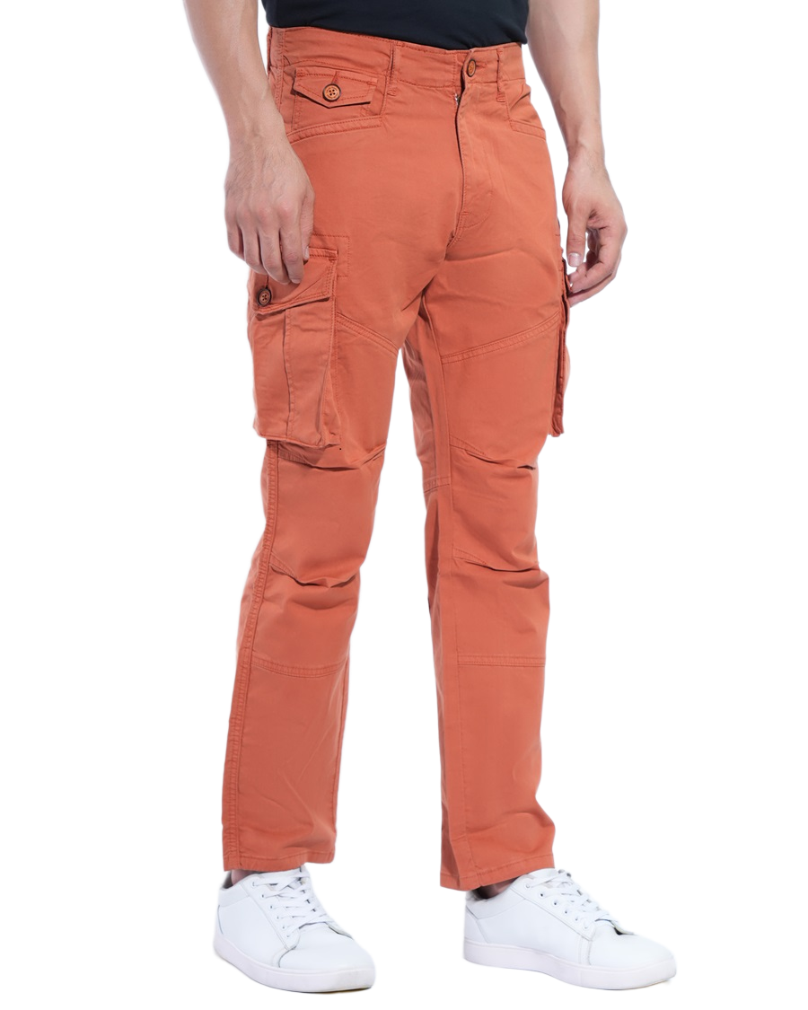 Men Peach Cargos Pants