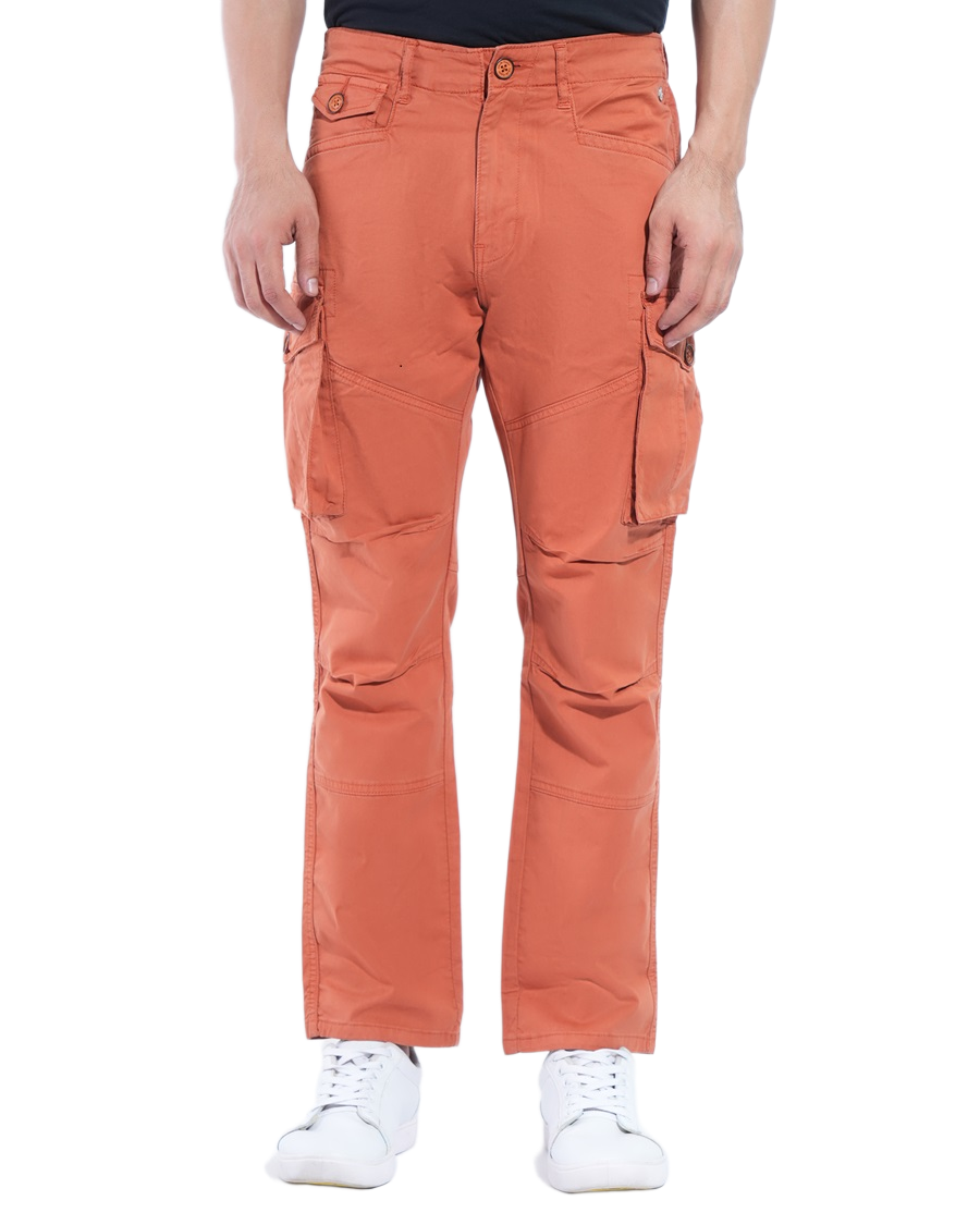 Men Peach Cargos Pants