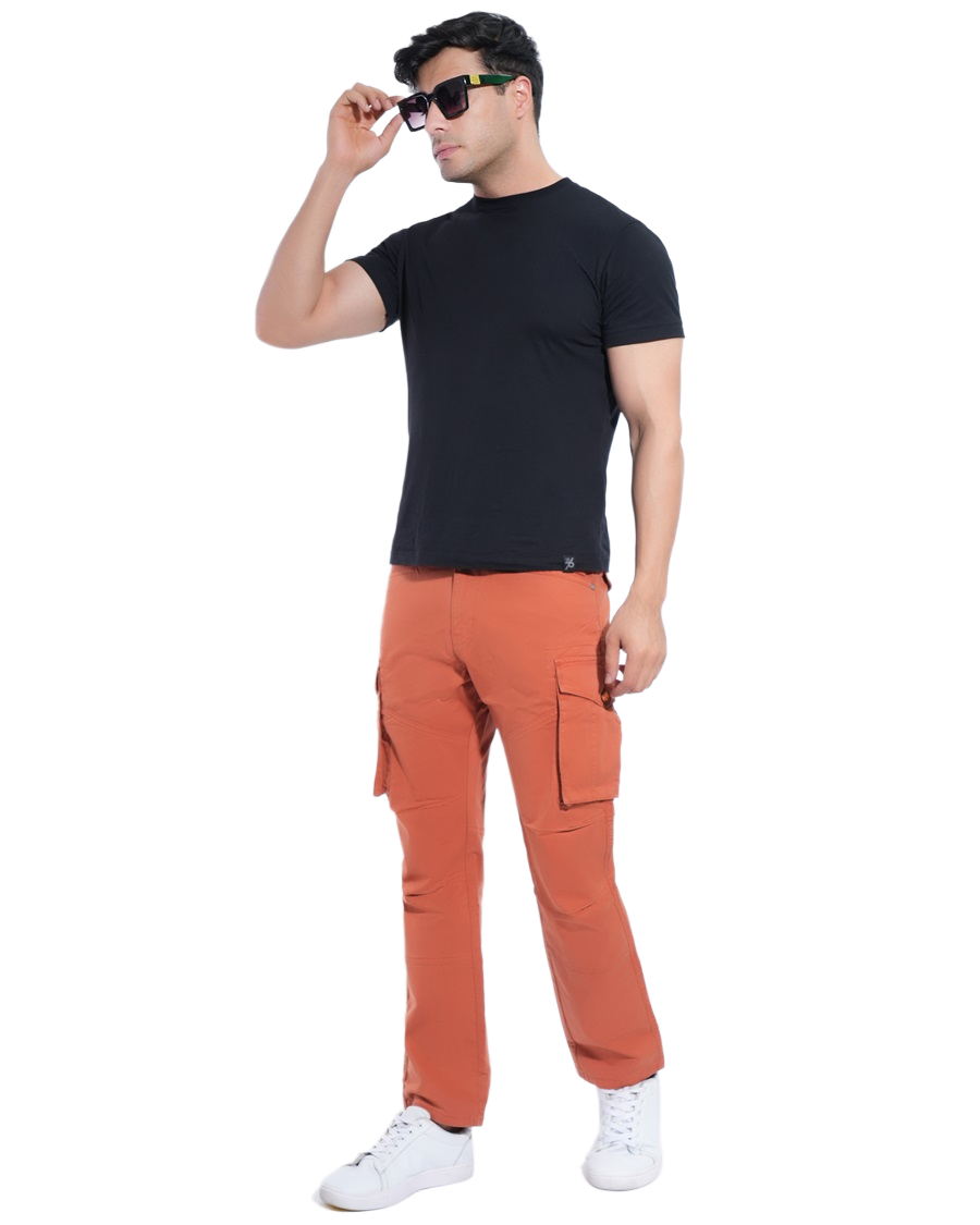 Men Peach Cargos Pants