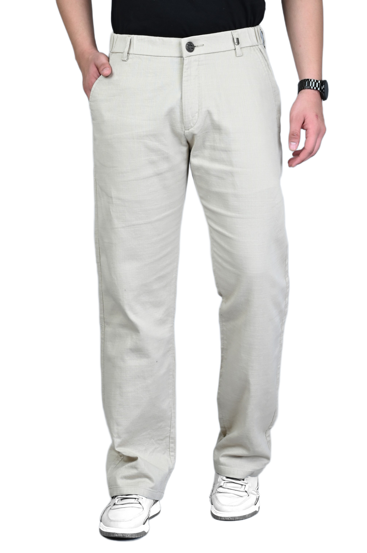 Straight Linen Men Trousers
