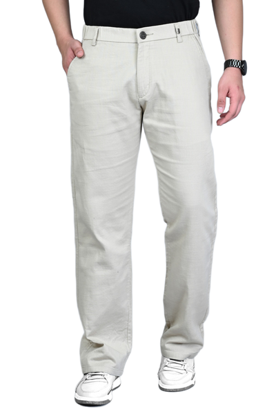Straight Linen Men Trousers