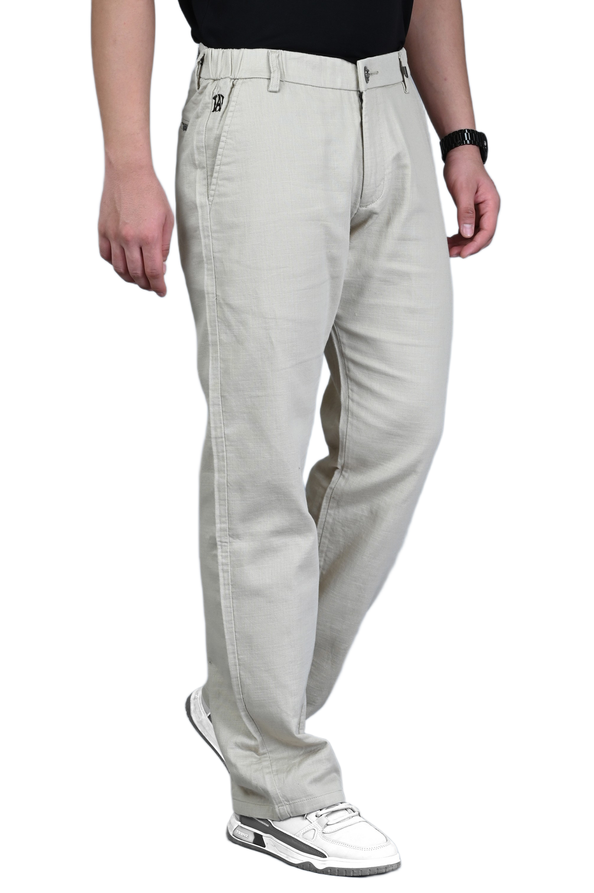 Straight Linen Men Trousers